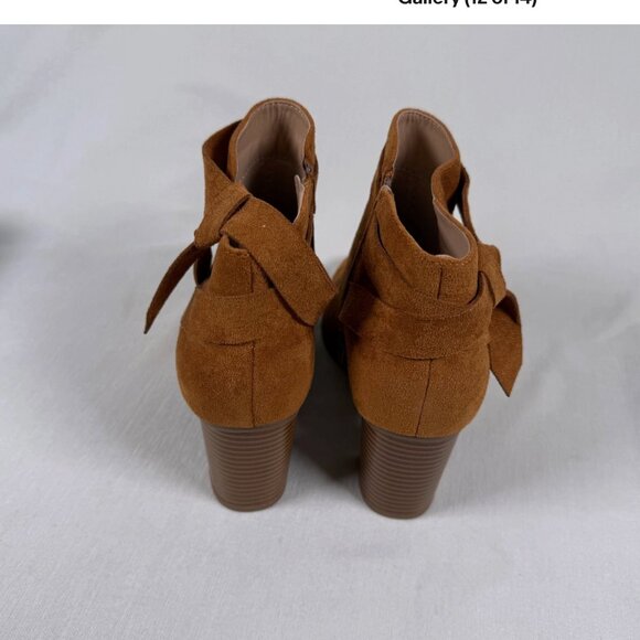 PiePieBuy Women's Tie Knot Chelsea Pump Ankle Boots Closed Toe Brown Size 8.5 - Picture 12 of 14